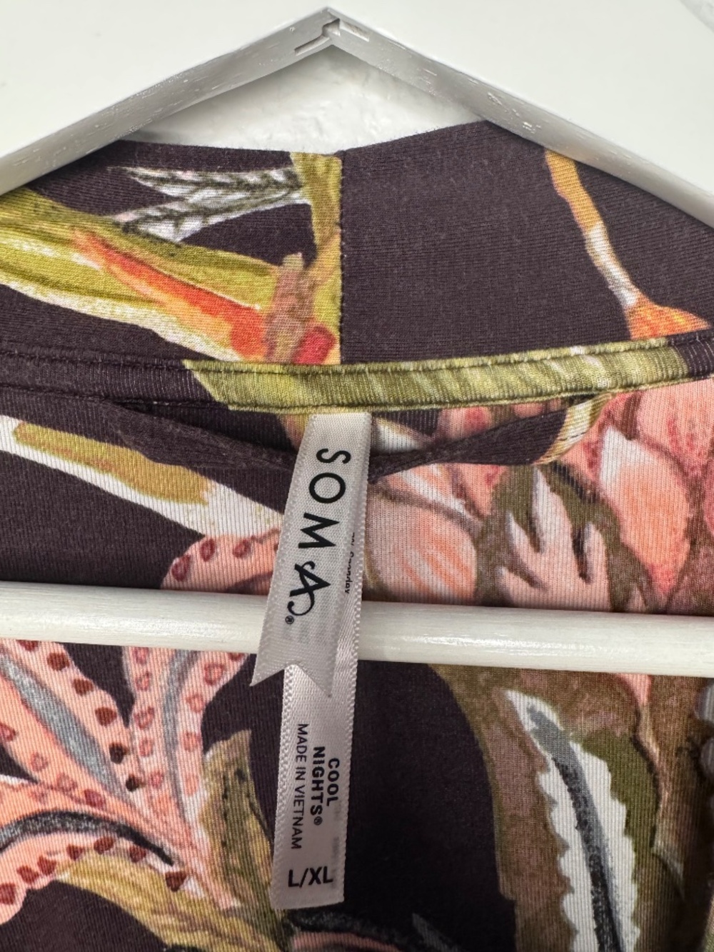 Soma "Cool Nights" Chocolate Brown Tropical Print Kimono Robe L/XL - Picture 7 of 14